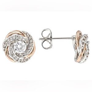 BELLA LUCE White Cubic Zirconia Rhodium 18k
Rose Gold Over Bronze Stud Earrings